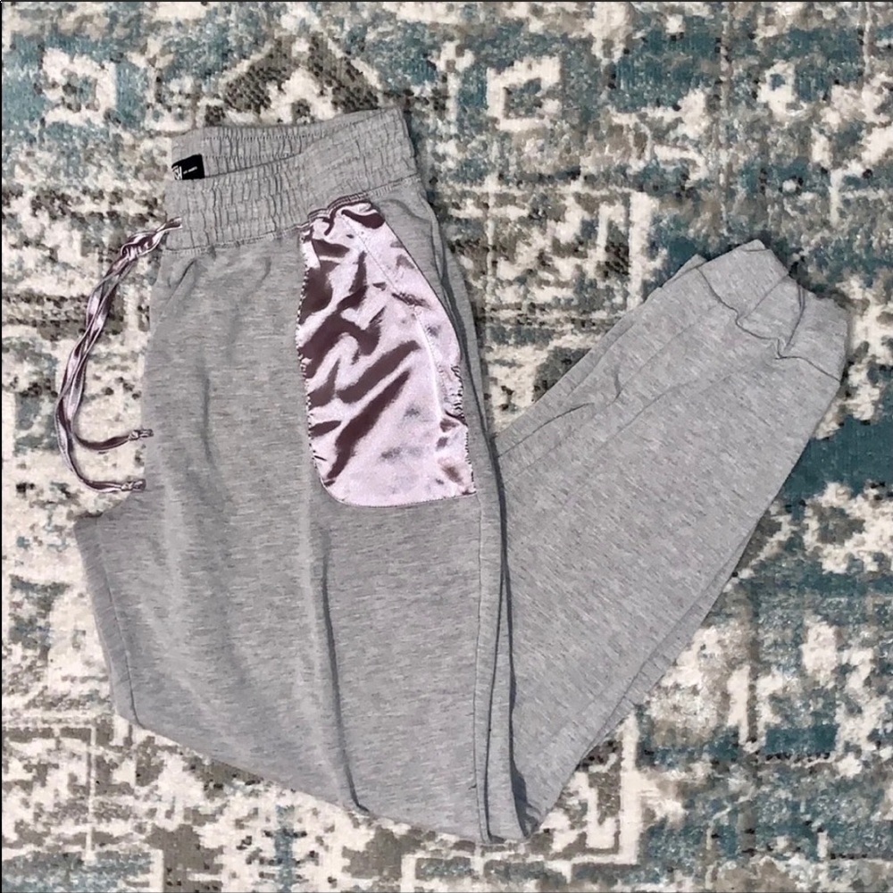 Gray Joggers with Satin Pockets